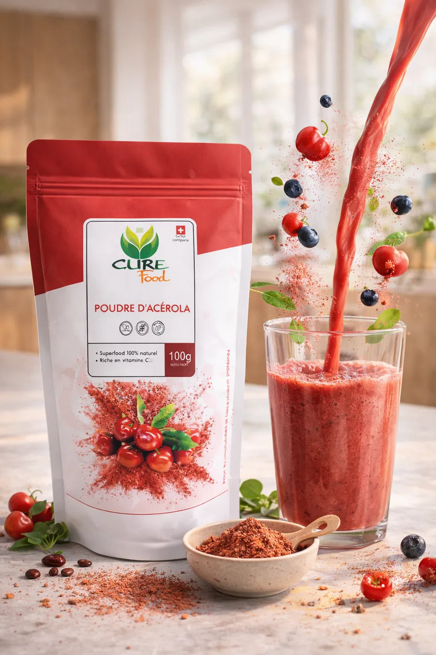 Smoothie rouge acérola & myrtilles